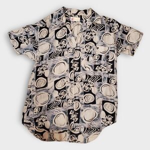 Rare Osland Silk Shirt Abstract 80s‎ Button Up Short Sleeve Retro Chest 42